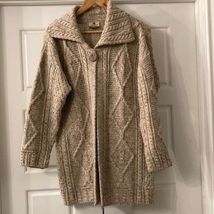 Carriag donn Ireland pure new wool cable knit long tunic cardigan sweater